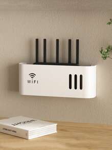 1pc Modern Minimalist Wall-Mount WiFi Router Storage Box, No-Drill Cable Box Organizer, Space-Saving Design, Suitable For Home And Office - Multicolor - View 5