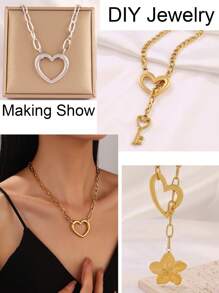 3pcs Stainless Steel Big Heart Pendant Findings High Quality 18K Gold Plated Heart Charms For DIY Jewelry Making Supplies Accessories