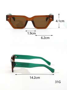 1 件男女通用方形复古时尚眼镜，百搭街头风格 - 彩色 - 查看 5