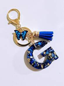 1pc Women's Beige Resin Letter Heart Shape Tassel Casual & Cute Style Keychain, Creative Decoration Gift For Friend Car Accessories Bag Charm Backpack For School Goth Y2k
