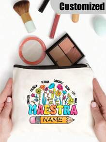 1 件教师字母和花卉图案定制名字化妆包个性化名字铅笔袋旅行洗漱用品收纳袋教师礼物、多用途、大容量、多功能、多功能、彩色、可爱、可爱、简约、有趣、卡哇伊、Y2K、极简主义、通勤、商务休闲、基础款、定制、个性化、独特、定制、送给他的理想礼物、送给她、她、家人、朋友、女朋友的理想礼物、周年纪念日、生日、节日/度假、户外/郊游/旅行/徒步旅行/体育场/运动/登山、商务/通勤/工作/办公室、度假 - 彩色 - 查看 6