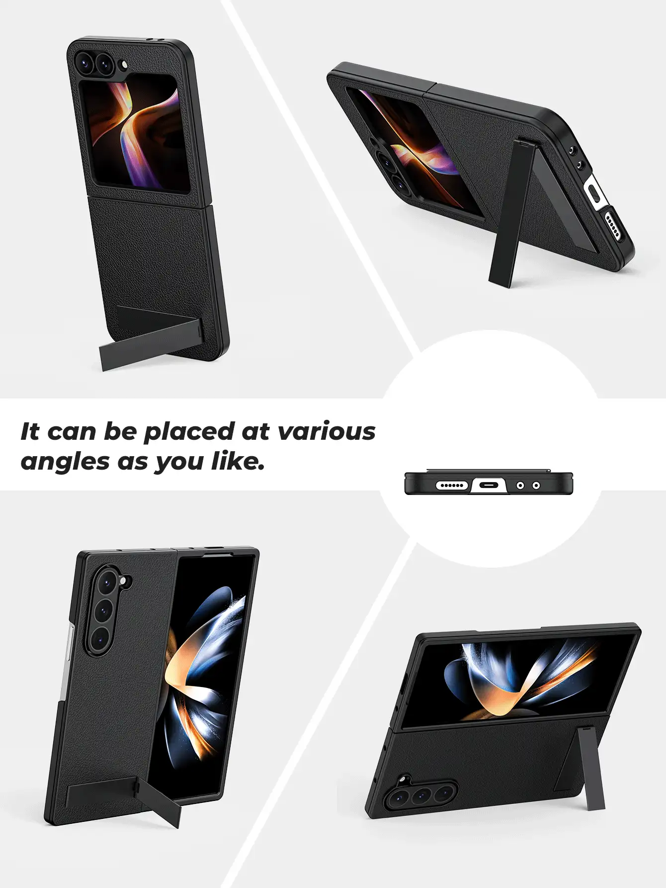 1pc Foldable Hard Shell Phone Case With Stand For Galaxy Z Flip 7; Hard PC Shockproof Protective Case With Stand For Galaxy Z Flip 6; Multi-Function Foldable Stand Phone Case For Z Flip 5; Textured Leather Phone Case For Z Flip 3; Practical Phone Case Accessories For Galaxy Z Fold 6; Cool Classic Foldable Phone Case For Galaxy Z Fold 6; Unique Galaxy Z Fold 4/3 Frame - Black - View 2