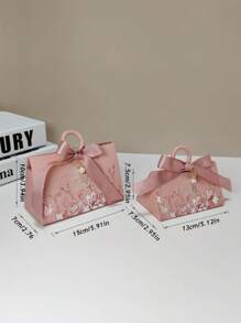 Elegant European Style Gift Box, Triangle Shaped Pearl Floral Design, Creative High-End Wedding Candy Box, Handbag For Mother's Day, Wedding, Birthday, Anniversary And Holiday Party Gift Packaging, Suitable For Candy, Chocolate, Candy And Other Items
