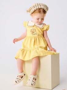 Balabala Girls' Navy-Style Princess Dress, Sweet & Charming - Yellow Tone - View 2