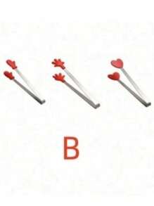 1 套 3 件不锈钢和硅胶冰块、食物、小吃、蛋糕、薯片夹，带 1 个可爱粉色棕榈形夹和不锈钢冰桶套装
