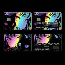 4pcs Ombre Holographic Card Stickers - Thin Self-Adhesive Holographic Color Card Sleeves, Suitable For Credit Cards, Key Cards, Ultra-Thin, Waterproof, Scratch-Resistant, Anti-Slip, For Debit Cards, Decoration Sticker - Black - View 14