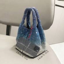 Luxury Designer Shiny Diamond Gradient Color Handbag Shoulder Bag For Parties And Evening Events - Màu xanh lam - Xem 6