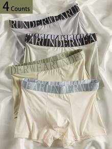 4pcs Men's Letter Print Briefs, Soft & Comfortable Men's Boxer Briefs, Men's Underwear