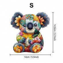 Patchwork Koala / Wall Rat / Patchwork Cat Wooden Jigsaw Puzzle, Exquisite Paper Box, Shaped Puzzle Toy, Unique Gifts For Kids, Asymmetrical Animal Shaped Wooden Puzzle, Art Deco Painting