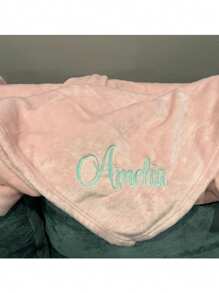 1 Piece Personalized Soft Baby Blanket, Custom Embroidered Baby Name, Christmas Gift, Custom Blanket, Personalized Blanket For Girl, Gift For Boy, Gift For Family - Multicolor - View 4