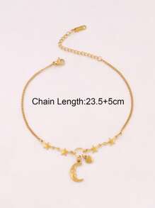 1 件装不锈钢锁月心形吊坠链脚链女式时尚星星链脚踝手链沙滩珠宝 - 腳鍊 - 查看 9
