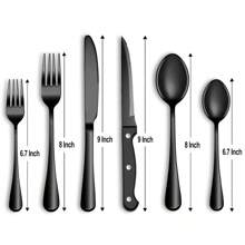 36-Piece Black Stainless Steel Cutlery Sets With Steak Knives Service For 6 Persons,Dishwasher Black Flatware Sets,Durable Silverware Sets Tableware Sets