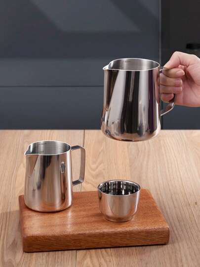 Milk Frothing Pitcher, Espresso Steaming Pitcher 12oz,Espresso Machine Accessories,Stainless Steel Milk Coffee Cappuccino Barista Steam Pitchers Milk Jug Cup With Decorating Pen Latte Art Back To School