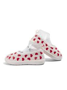 1 par de zapatos deportivos casuales, transpirables y con estampado, de lona elástica beige, para niñas, adecuados para salir a diario (patrón aleatorio)