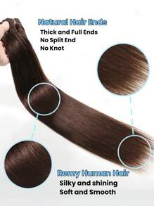Extensiones de cabello natural color marrón oscuro tipo clip de 8 piezas en 1 paquete, extensiones de cabello humano Remy suaves y sedosos, rectos - S2 - Ver 2