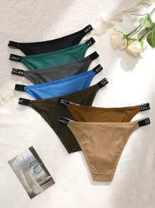 7 件女式罗纹英式腰带丁字裤 - 彩色 - 查看 2