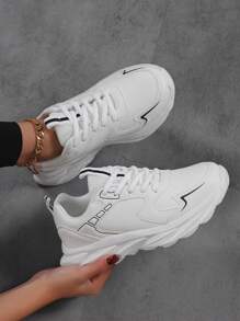 Sapatos Esportivos Casuais Elegantes e da Moda para Escritório Feminino, Novo para Primavera e Outono, Sola Macia, Confortáveis, Sapatos Casuais Chics Franceses de Mãe com Função Antidolorosa e Antiderrapante, Adequado para Viagem, Festa, Escritório, Interno e Externo, Pode Combinar com Saias, Roupas Casuais, Sapatos Casuais Brancos