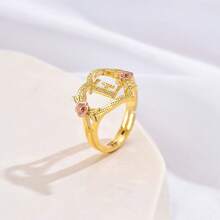 1pc Stylish Adjustable Rings With Heart, Letter, Geometric Pattern Design, Fashion Accessories, Ideal Gift