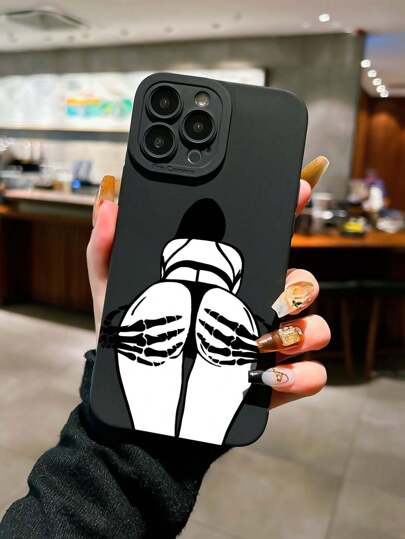 Skeleton Girl Back View Line Art Sexy Collage Print Protective Phone Case, Compatible With Iphone 16 Pro Max, 14, 13, 12, 11 Pro Max, XS Max, X, XR, 8, 7, 6S, Plus, Mini, And Galaxy A13 4G, S21 FE 5G, A15, A34, A12, A50, S21, A71 And Other Models, Suitable As Birthday Gift For Girlfriend, Boyfriend Or Self-Use, Anti-Drop Waterproof Shockproof Scratch Resistant