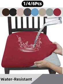 Solid Color High Elastic Chair Seat Cover, Waterproof Dustproof Wear-Resistant, Suitable For Dining Chairs, Office And Home Decor, Washable Dust-Proof Protective Cover, Suitable For Dining Room, Hotel, Home Bench Use, Universal Milk Silk Chair Seat Cover, Dining Chair Cover, Dining Table Chair Cover, Dining Chair Cover Set, 1, 4 Or 6 Pieces - Multicolor - View 11