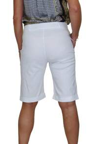 Paulo Due Stretch Turn Up Bermuda Shorts - White - View 2