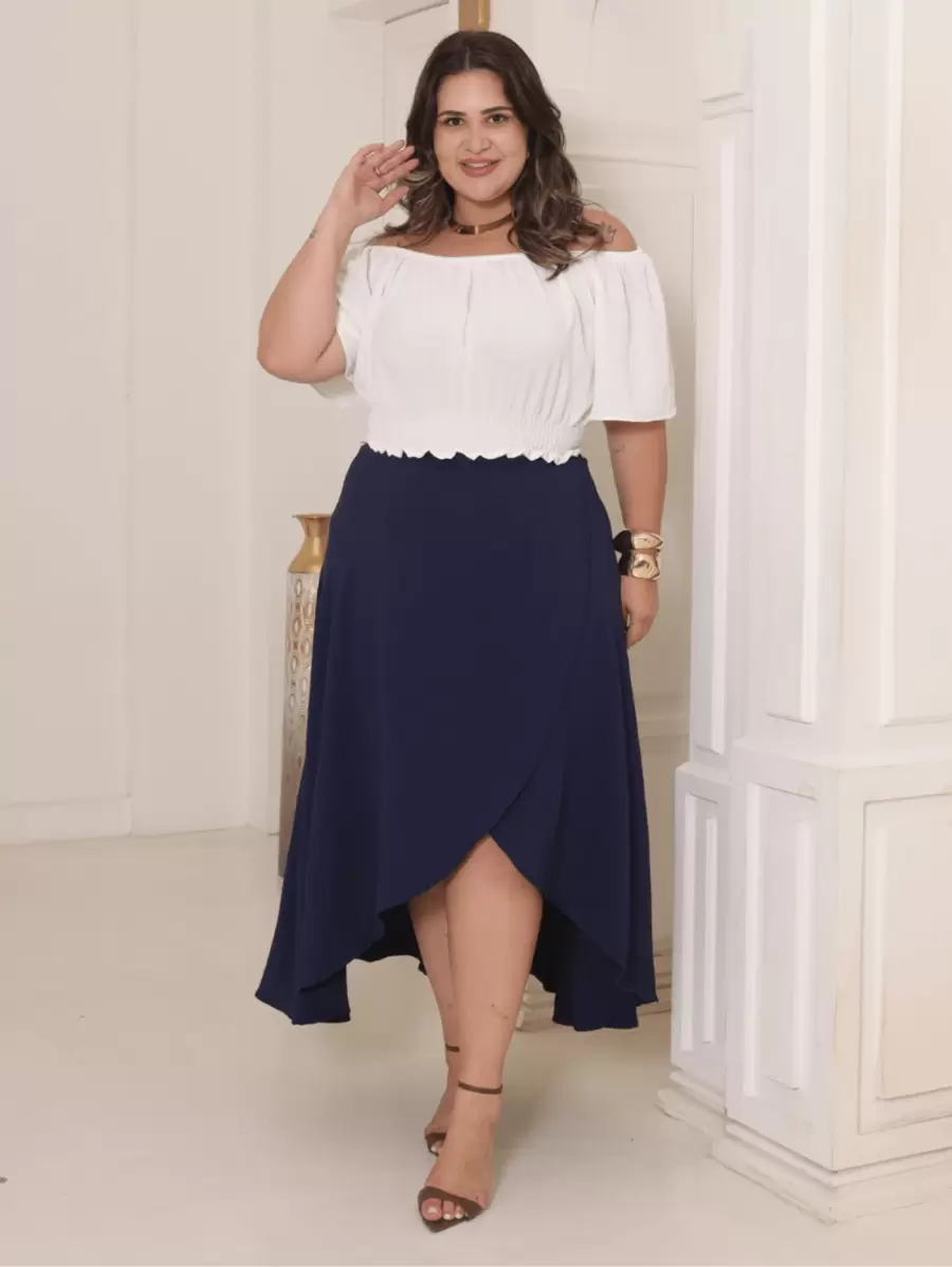 Women's Plus Size Wrap Skirt Elegant One Size With Delicate Tie Evangelical Casual Loose - Màu xanh hải quân - Xem 1