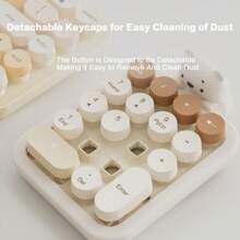 MOFII MOFII Portable 2.4G Wireless Number Keyboard 18 Keys Retro Round Keycads Wireless Keyboard Cute Bear Colorful Numeric Keypad For PC/Desktop/Laptop