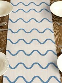 1 件夏季海滩帆船图案桌旗，现代度假风格装饰，适合日常家居厨房装饰、室内/室外派对装饰