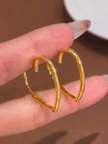 1 Pair Double Circle Earrings S925 Sterling Silver Simple Casual Women's Earrings High-Quality Jewelry Gifts Holiday Gifts Birthday Gifts Suitable For Women's Daily Wear - Heart Earrings - View 4