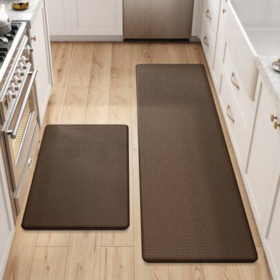 Kitchen Floor Mats Set Of 2 Cushioned Anti-Fatigue, Waterproof Memory Foam Runner Rug Non-Slip For Sink Front, Laundry, Standing Desk