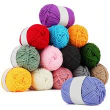 24/12/6/1 件 50g 套装彩色纱球，手工 DIY 针织，粘贴绘画，涤纶纱，手工编织钩包，帽子，围巾线，8/4 股储物篮，手工编织中粗纱适用于各种针织产品，适用于彩色艺术和 DIY 工艺品 - 彩色 - 查看 2
