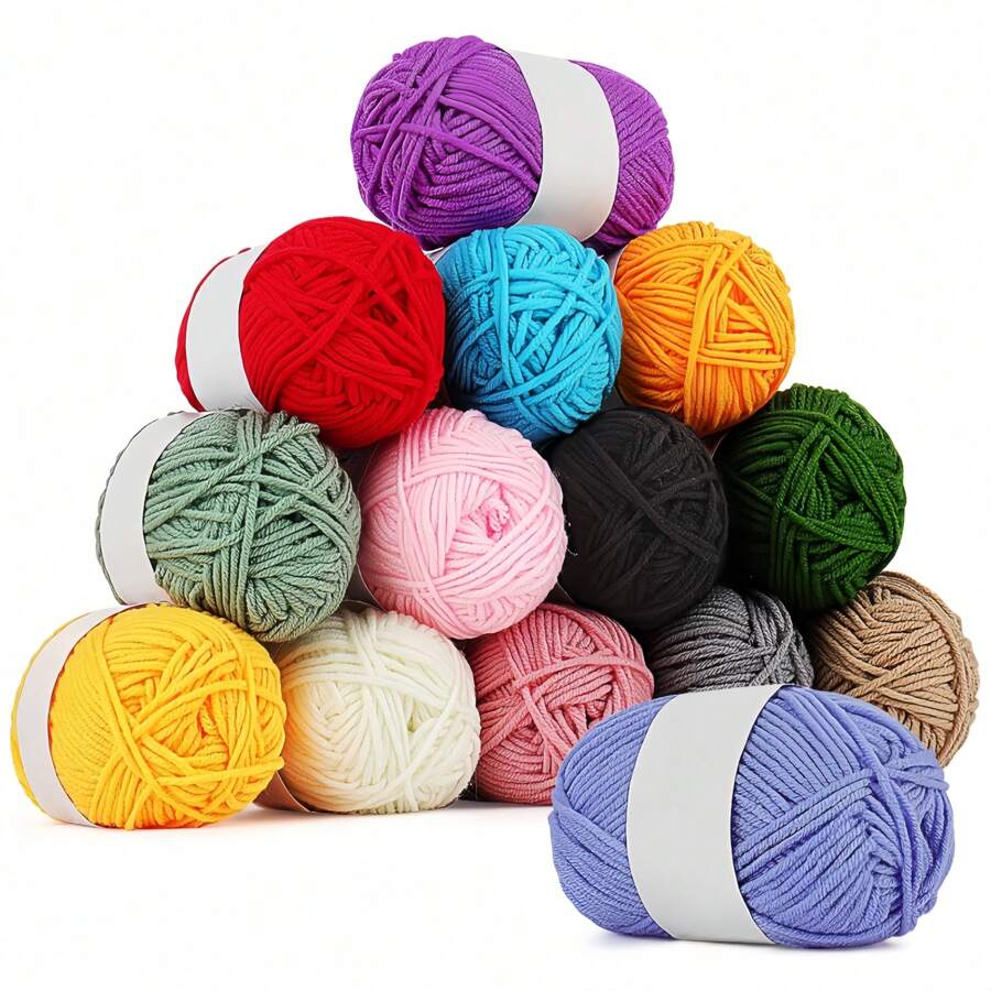 24/12/6/1 件 50g 套装彩色纱球，手工 DIY 针织，粘贴绘画，涤纶纱，手工编织钩包，帽子，围巾线，8/4 股储物篮，手工编织中粗纱适用于各种针织产品，适用于彩色艺术和 DIY 工艺品