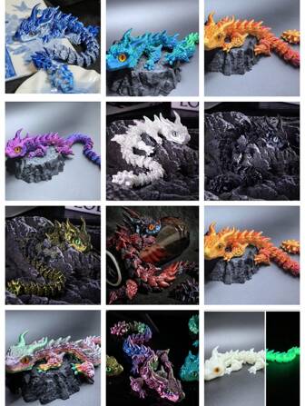 2025 New Curly Dragon Statue, Size 30cm/11.81in -3D Printed Soft Poseable Snake Toy, 3D Printed Animal, Mythical Biological Design, Home Decoration Stress Relieving Toy, Room Decoration, Hyperactivity Toy, Toy, Sensory Toy, Irritable Toy, Teen Toy, Luminous, Stress Resistant Toy, Toy, Birthday/Easter, Easter Gift, (Random Eye Color)