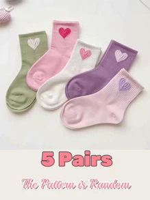 5 Pairs All Season Pink Series Cute And Breathable Soft Socks For Kids - Multicolor - View 6