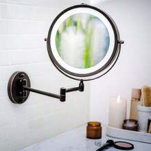 Ovente Espejo de maquillaje de pared, funciona con pilas, LED iluminado, aumento 1x/10x, 8.5 pulgadas, cromo pulido (MFW85CH), Polished Chrome, 1x/10x Magnification - Bronce antiguo - Ver 7