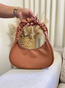 's Small Half Moon Bag Shoulder Hand Side Bag - Rust - View 2