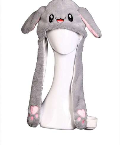 Sombrero decorativo con luz para niños y niñas con orejas de conejo movibles