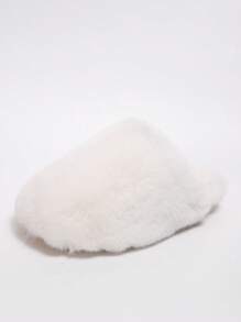 Men And Women's Fuzzy Scuff Slippers Memory Foam Winter House Slippers Bedroom Shoes Scuff Indoor Warm Slip On Soft Comfy Memory Foam Non-Slip Indoor House Shoes Faux Fur Slip Ons Faux Fur Slip Ons, Fluffy House Slippers For Women With Non-Slip Sole, Soft Plush Indoor Slippers - 白色 - 查看 6