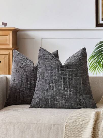 1 件中性雪尼尔枕套，柔软纹理装饰抱枕套，适用于沙发、床、家居装饰，45 X 45 厘米