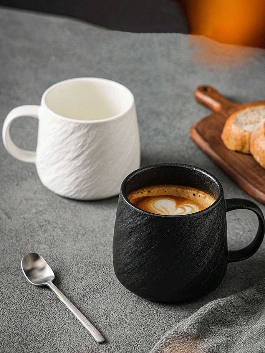 1PC 简易水杯早餐大容量咖啡杯饮水杯餐厅茶杯家用马克杯返校 - 彩色 - 查看 1