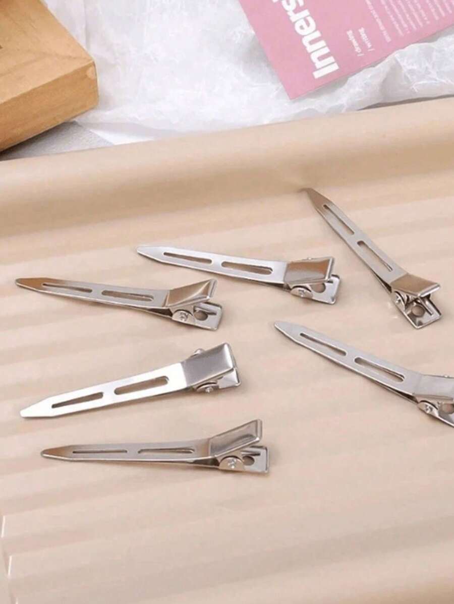 6厘米专业沙龙级女士发夹，金属卷发夹，蓬松发根夹，DIY发饰 - 銀色 - 查看 1