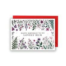 Tarjetas de cumpleaños para mamá - Tarjetas de cumpleaños feliz con flores - Tarjetas con flores - Tarjetas de cumpleaños divertidas - Flores de jardín rosadas y moradas - Regalos de cumpleaños para mamá