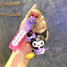 Sanrio Sanrio 1pc Kuromi Series Keychain Cute Anime Doll Key Chain Ring Bag Backpack Charm Car Key Pendant Women Daily Use Gift,Kuromi,Kuromi Stuff,Kuromi Keychain