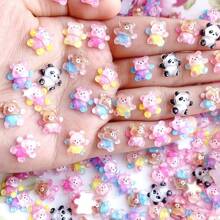 20/50/100个可爱卡通熊熊猫迷你树脂摆件，适合DIY装饰，平底，3D卡通装饰配件，适用于手工DIY工艺品 - 彩色 - 查看 8