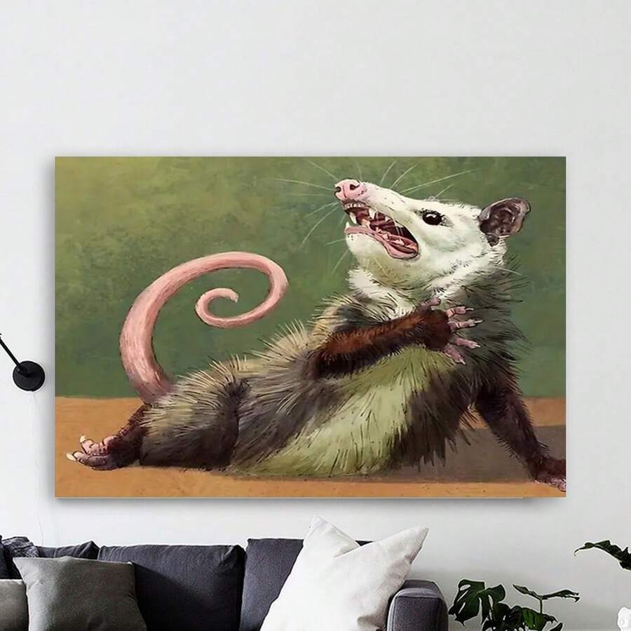 1pc Framed Christmas Possum Wooden Canvas Painting High Quality Wall Art Prints Poster Direct Hanging Wall Picture Decor For Home Gifts, Living Room, Christmas Gift, Bathroom, Bedroom, Kitchen 2D - Framed - View 1