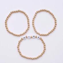 Illusory 3 件装金珠和亚克力字母珠“妈妈”手链，母亲节礼物 - mama手鍊 - 查看 5