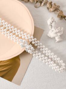 1 Stück Elastischer Perlen-Strass-Kristall Taillengürtel für Damen, modischer und vielseitiger Gürtel für Herzausschnitt-Kleider, elastisches Band für Hochzeiten, Braut-Glitzer, Brautjungfern-Outfits, Mädchen-Accessoires Sommer, Schule Herbst, Herbst, Halloween