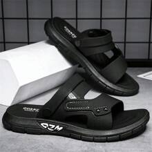 Men's Rubber Sandals, Summer Flip Flops, Beach Dual-Use With Thick Sole, Non-Slip Open Toe And Breathable