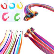 Rainbow Hair Extensions,Synthetic Colored I-Tip Feather Hair Extensions10-50strands/Pack Women's High Temperature Fiber Wig Accessories Solid Color Hair Colored Microlink Hair Set For Women, Kids - Gifts, Cosplay, Parties, Highlights