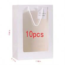 翻盖式手提包，带蝴蝶结和窗口开口，大纸板袋，手提礼品袋，生日礼物包装袋